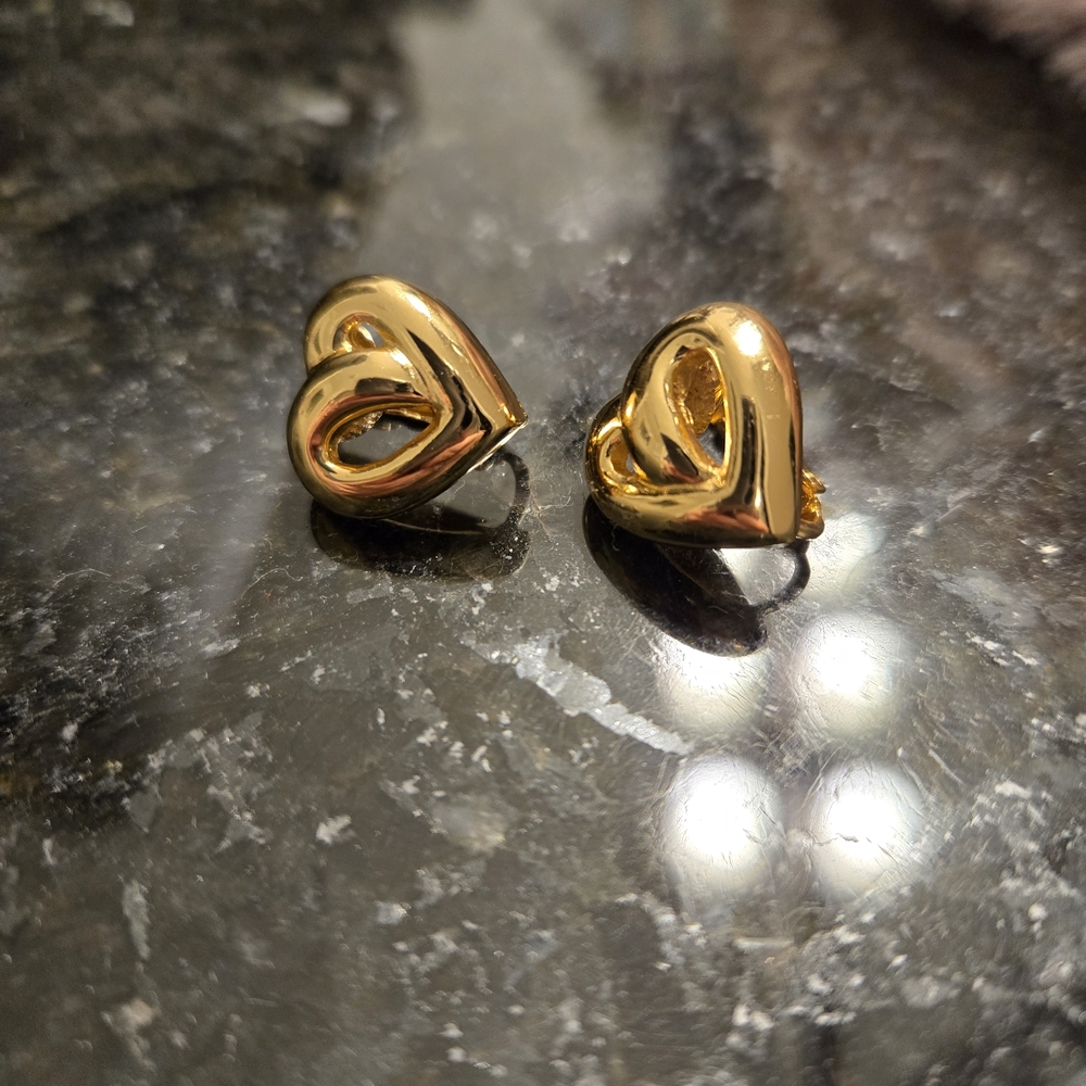 DIOR Gold Heart Clip On Earrings